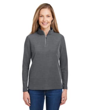 CARBON HEATHER CE405W ladies' fusion chromasoft pique quarter-zip