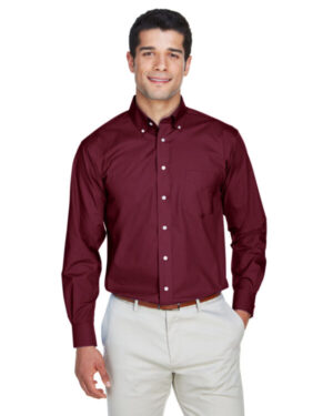 BURGUNDY D620 men's crown woven collection solid broadcloth