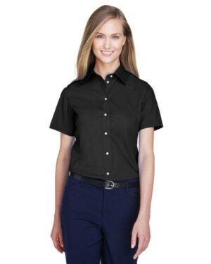 BLACK D620SW ladies' crown woven collection solid broadcloth short-sleeve shirt