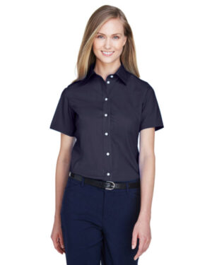 NAVY D620SW ladies' crown woven collection solid broadcloth short-sleeve shirt