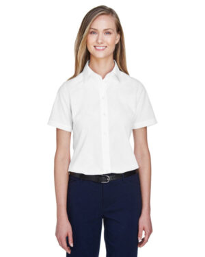 WHITE D620SW ladies' crown woven collection solid broadcloth short-sleeve shirt