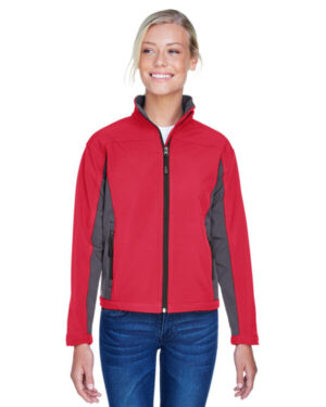 RED/ DK CHARCOAL Devon & jones D997W ladies' soft shell colorblock jacket