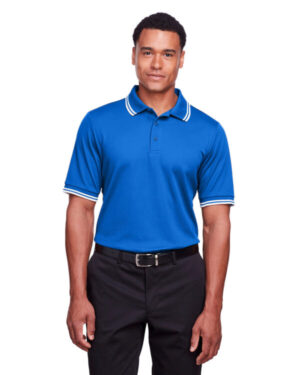 FRENCH BLU/ WHT DG20C men's crownlux performance plaited tipped polo