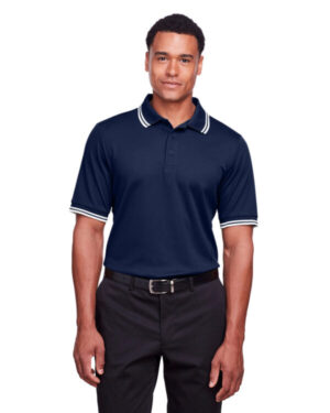 NAVY/ WHITE DG20C men's crownlux performance plaited tipped polo