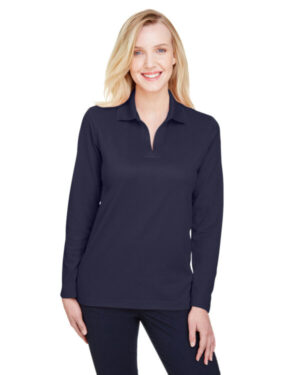 NAVY DG20LW crownlux performance ladies' plaited long sleeve polo