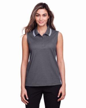 DG20SW ladies' crownlux performance plaited tipped sleeveless polo