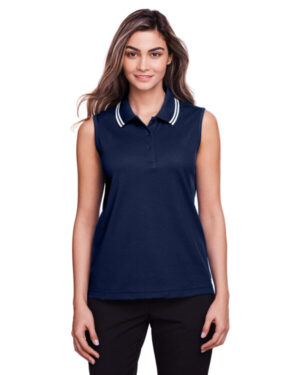 DG20SW ladies' crownlux performance plaited tipped sleeveless polo