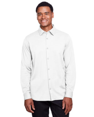 WHITE DG20Z men's crownlux performance plaited button-down shirt