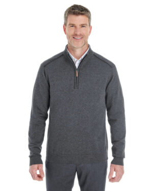 DK GREY HTH/ BLK DG478 men's manchester fully-fashioned quarter-zip sweater
