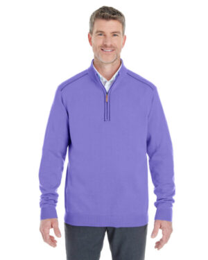 GRAPE/ NAVY DG478 men's manchester fully-fashioned quarter-zip sweater