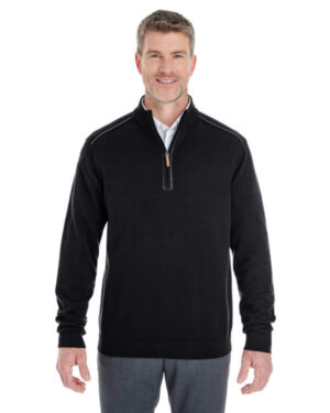 BLACK/ GRAPHITE DG478 men's manchester fully-fashioned quarter-zip sweater