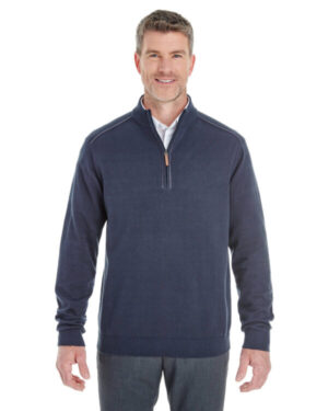 NAVY/ GRAPHITE DG478 men's manchester fully-fashioned quarter-zip sweater