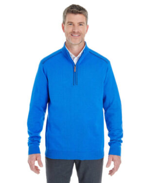 FRENCH BLUE/ NVY DG478 men's manchester fully-fashioned quarter-zip sweater
