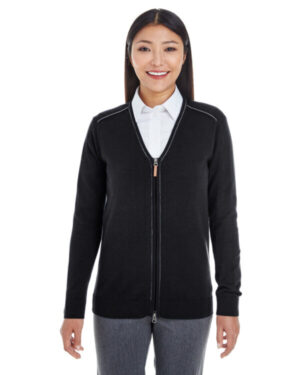BLACK/ GRAPHITE DG478W ladies' manchester fully-fashioned full-zip cardigan sweater