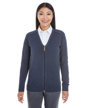 NAVY/ GRAPHITE DG478W ladies' manchester fully-fashioned full-zip cardigan sweater