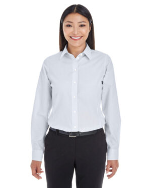 SILVER/ WHITE DG534W ladies' crown woven collection striped shirt