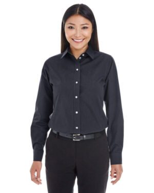 BLACK/ GRAPHITE DG534W ladies' crown woven collection striped shirt