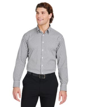 GRAPHITE/WHITE Devon & jones DG536 crownlux performance men's gingham shirt