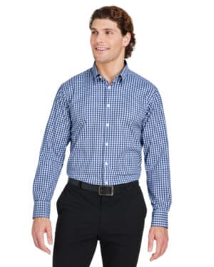 NAVY/WHITE Devon & jones DG536 crownlux performance men's gingham shirt