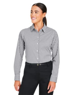 GRAPHITE/WHITE DG536W crownlux performance ladies' gingham shirt