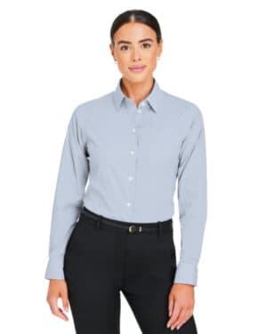 NAVY/WHITE DG537W crownlux performance ladies' microstripe shirt