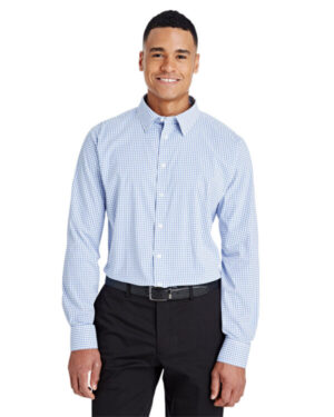 FRENCH BLUE/ WHT DG540 crownlux performance men's micro windowpane shirt