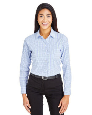 FRENCH BLUE/ WHT DG540W crownlux performance ladies' micro windowpane shirt