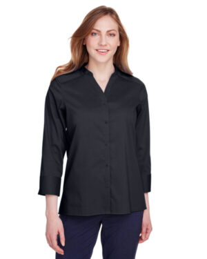 BLACK DG560W ladies' crown collection stretch broadcloth 3/4 sleeve blouse