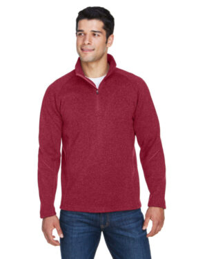 RED HEATHER Devon & jones DG792 adult bristol sweater fleece quarter-zip