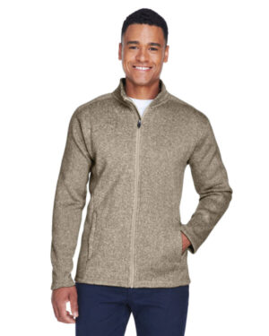KHAKI HEATHER DG793 men's bristol full-zip sweater fleece jacket