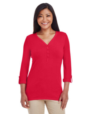 RED DP186W ladies' perfect fit y-placket convertible sleeve knit top