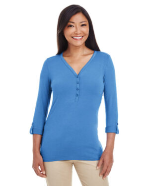 FRENCH BLUE DP186W ladies' perfect fit y-placket convertible sleeve knit top