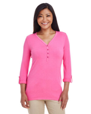 CHARITY PINK DP186W ladies' perfect fit y-placket convertible sleeve knit top