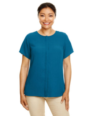 DARK TEAL DP612W ladies' perfect fit short-sleeve crepe blouse