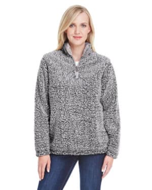 BLACK HEATHER J america JA8451 ladies' epic sherpa quarter-zip