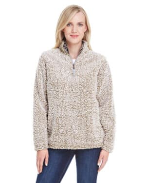 OATMEAL HEATHER J america JA8451 ladies' epic sherpa quarter-zip