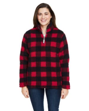 RED/ BLK BUFFALO J america JA8451 ladies' epic sherpa quarter-zip