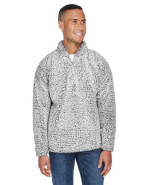 BLACK HEATHER J america JA8454 adult epic sherpa quarter-zip