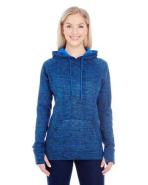 JA8616 ladies' cosmic contrast fleece hooded sweatshirt