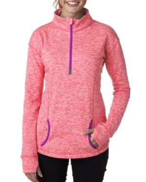 FRE CRL/ MAGENTA J america JA8617 ladies' cosmic fleece quarter-zip