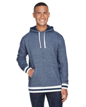 NAVY PEPPER JA8701 adult peppered fleece lapover hooded sweatshirt