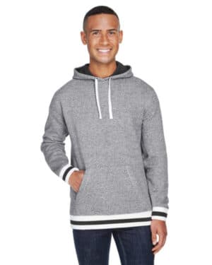 PEPPER BLACK JA8701 adult peppered fleece lapover hooded sweatshirt