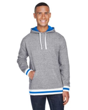 JA8701 adult peppered fleece lapover hooded sweatshirt