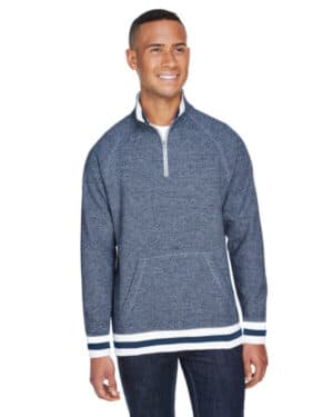 NAVY PEPPER J america JA8703 adult peppered fleece quarter-zip