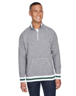 PEPPER FRST GRN J america JA8703 adult peppered fleece quarter-zip