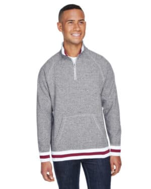 J america JA8703 adult peppered fleece quarter-zip