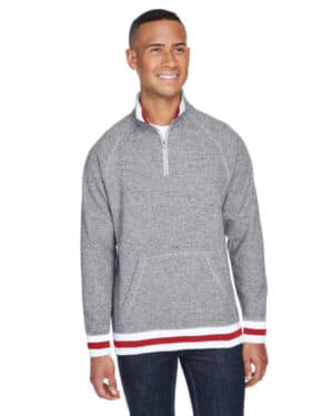 PEPPER RED J america JA8703 adult peppered fleece quarter-zip