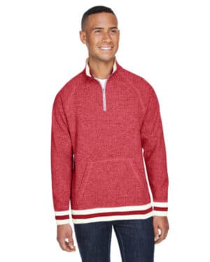 J america JA8703 adult peppered fleece quarter-zip