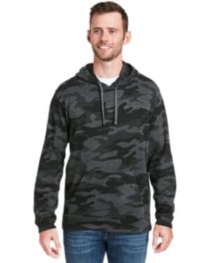 BLK CAMO HTHR JA8815 adult tailgate fleece pullover hooded sweatshirt