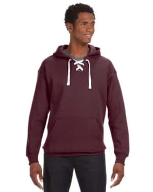 MAROON J america JA8830 adult sport lace hooded sweatshirt